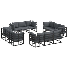 Garden Sofa Set 12 pcs Black Metal without table