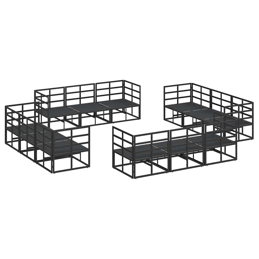 Garden Sofa Set 12 pcs Black Metal without table