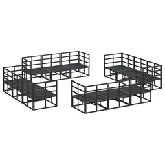 Garden Sofa Set 12 pcs Black Metal without table