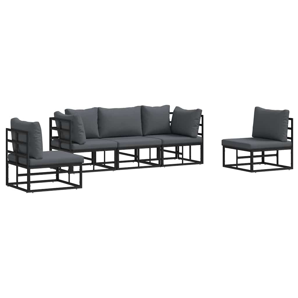 Garden Sofa Set 5 pcs Black Aluminium without table