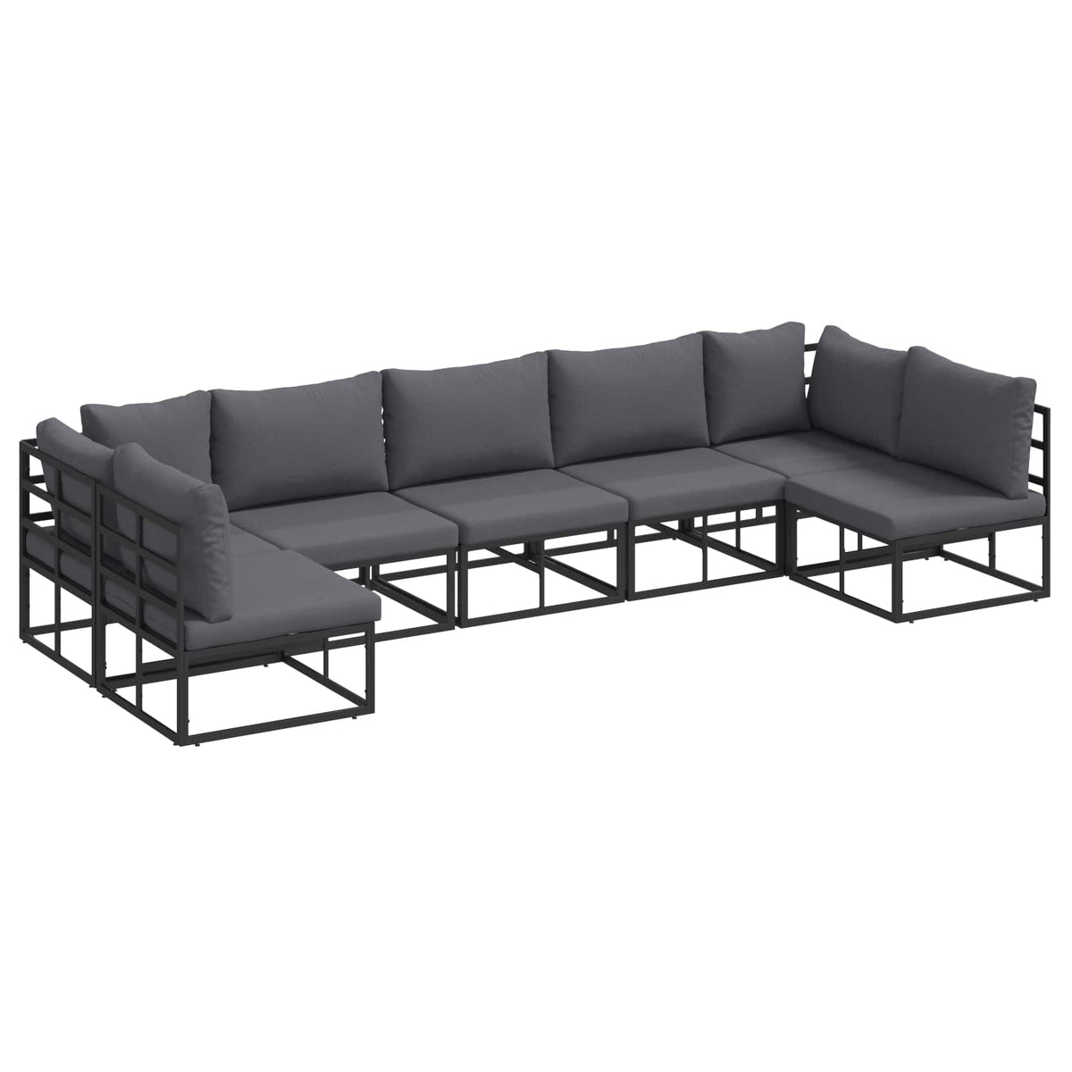 Garden Sofa Set 7 pcs Black Aluminium without table
