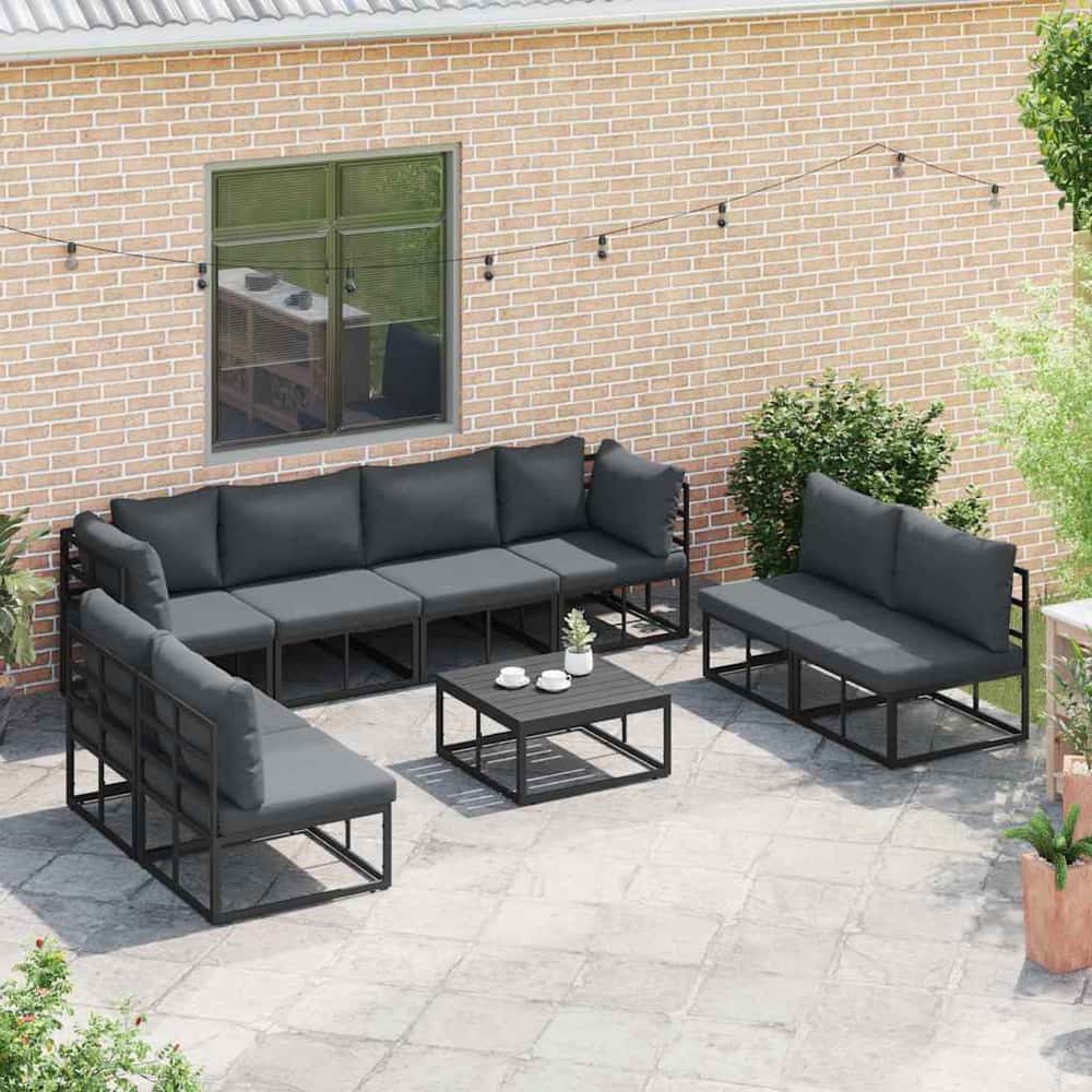 Garden Sofa Set 8 pcs Black Aluminium without table