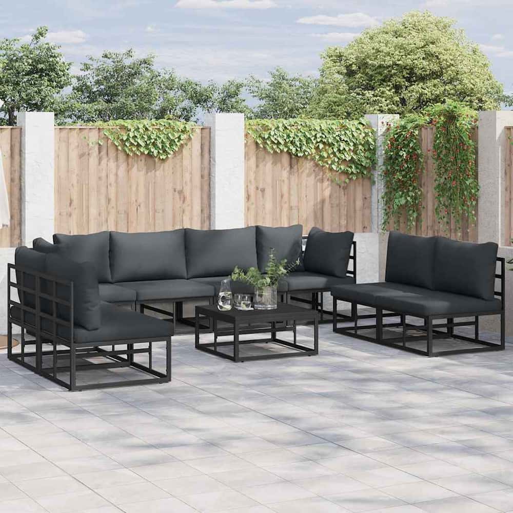 Garden Sofa Black Aluminium table