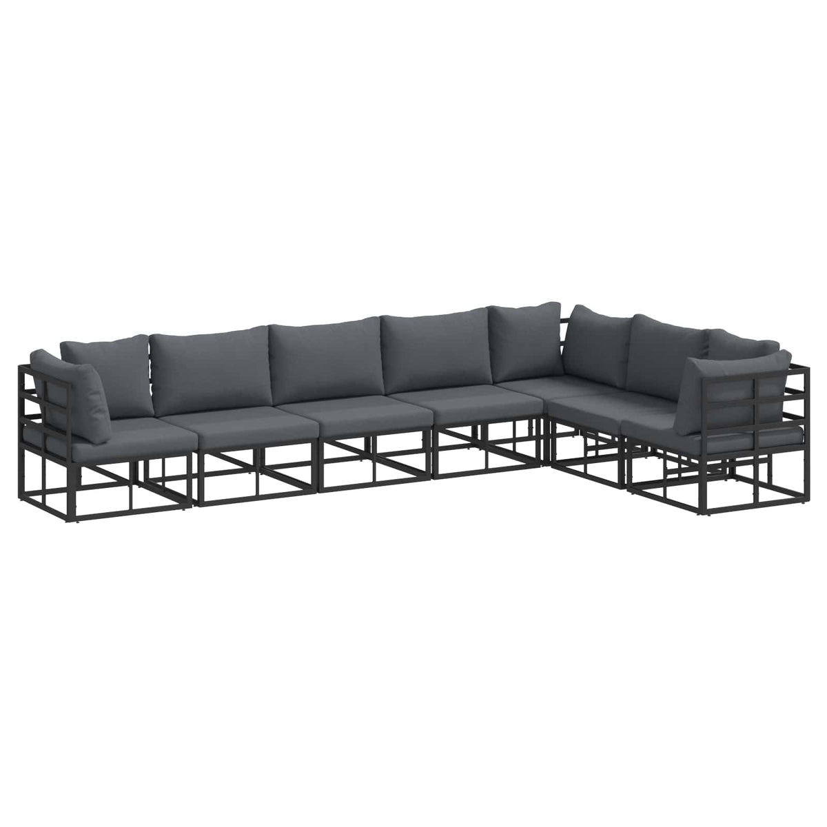 Garden Sofa Set 7 pcs Black Aluminium without table