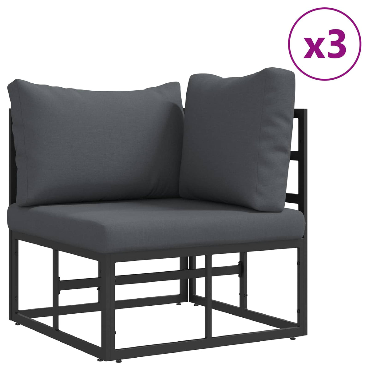Garden Sofa Set 7 pcs Black Aluminium without table