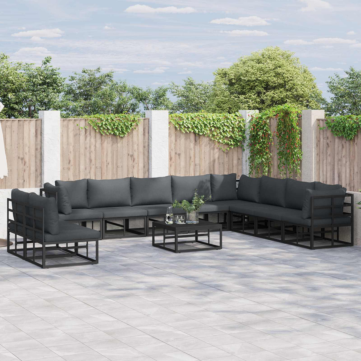 Garden Sofa Black Aluminium table
