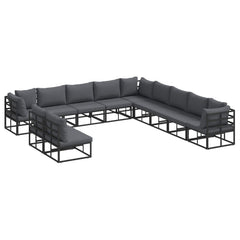 Garden Sofa Set 11 pcs Black Aluminium without table