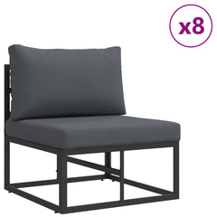 Garden Sofa Set 11 pcs Black Aluminium without table