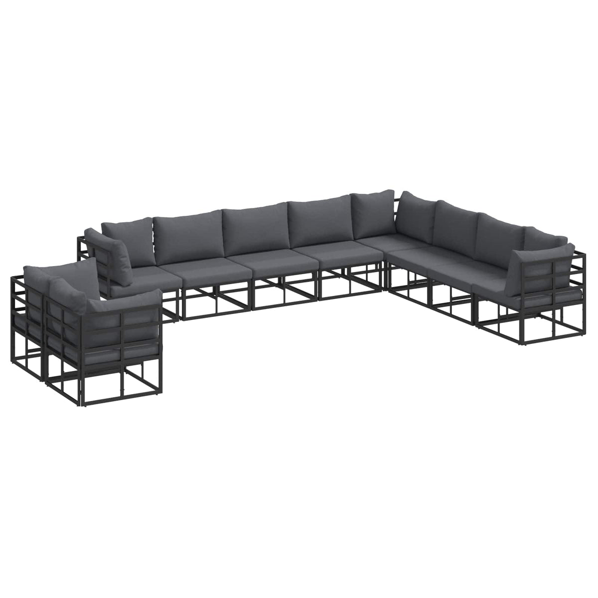 Garden Sofa Set 10 pcs Black Aluminium without table