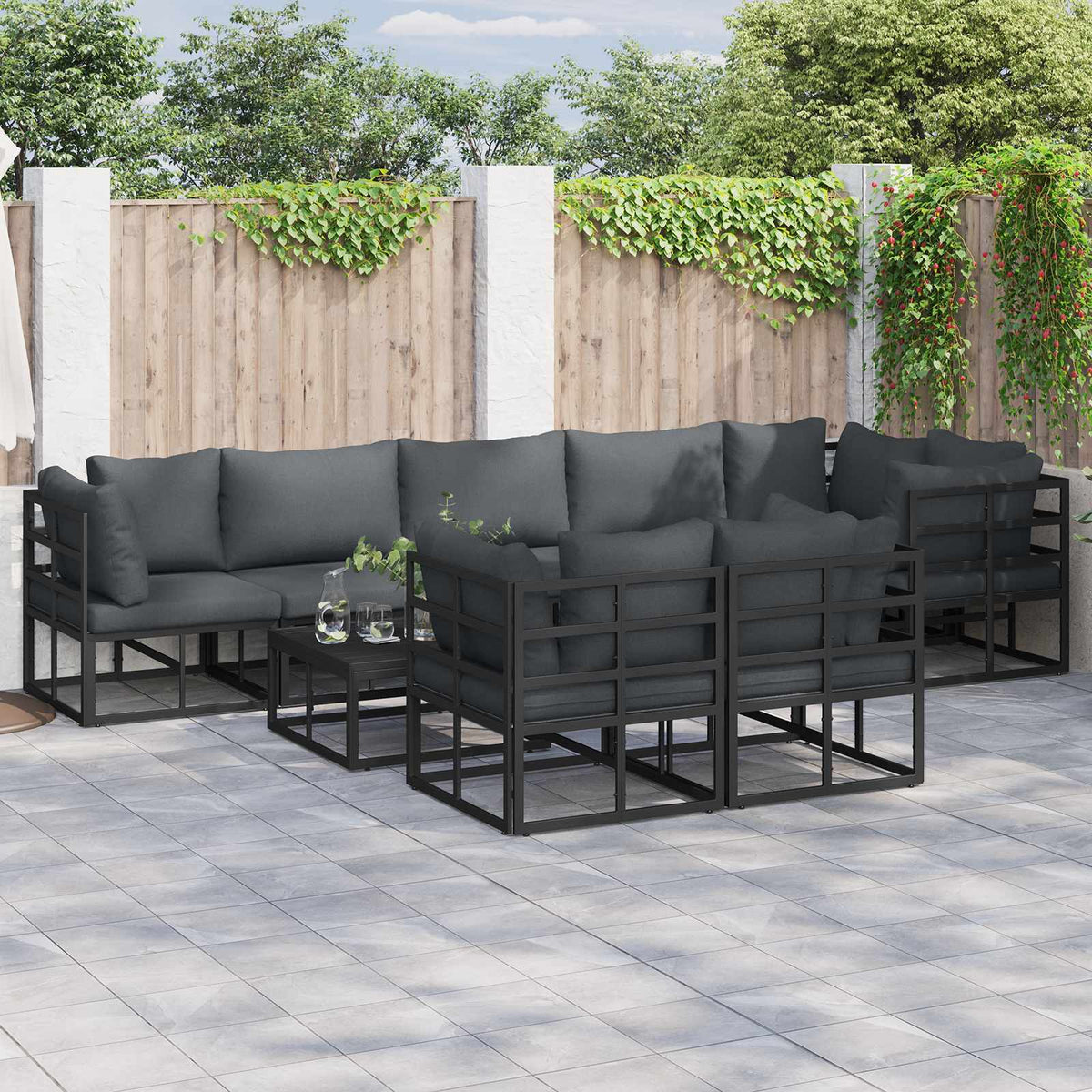 Garden Sofa Black Aluminium table