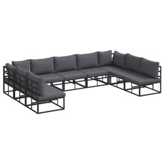 Garden Sofa Set 9 pcs Black Aluminium without table