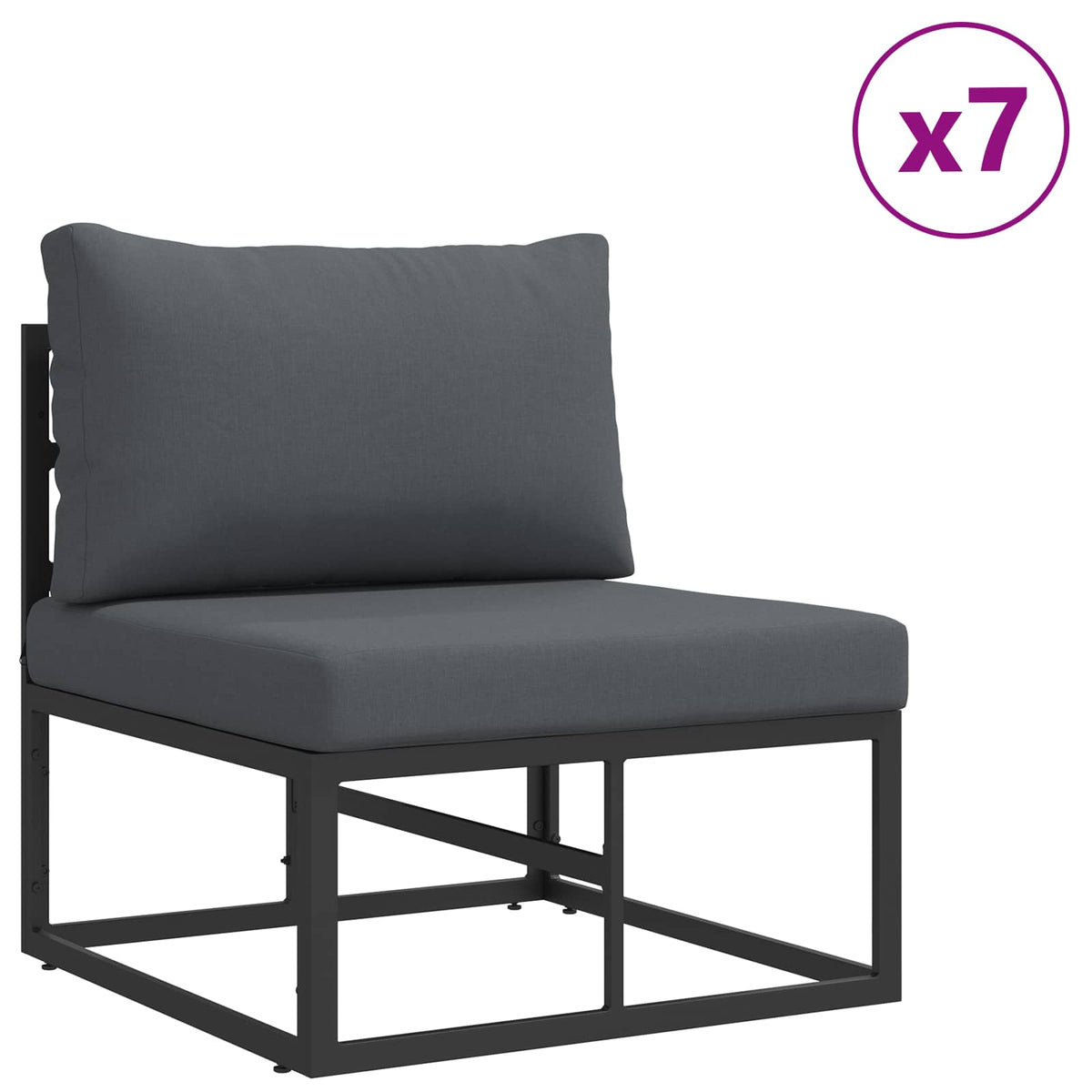 Garden Sofa Black Aluminium without table