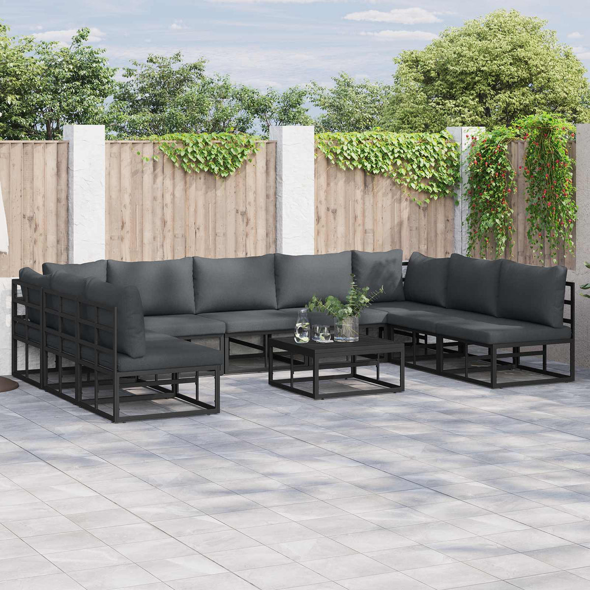 Garden Sofa Black Aluminium table