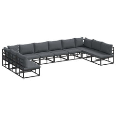 Garden Sofa Set 10 pcs Black Aluminium without table