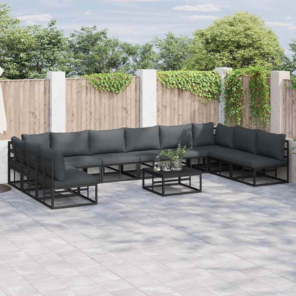 Garden Sofa Black Aluminium table
