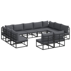Garden Sofa Set 11 pcs Black Aluminium without table