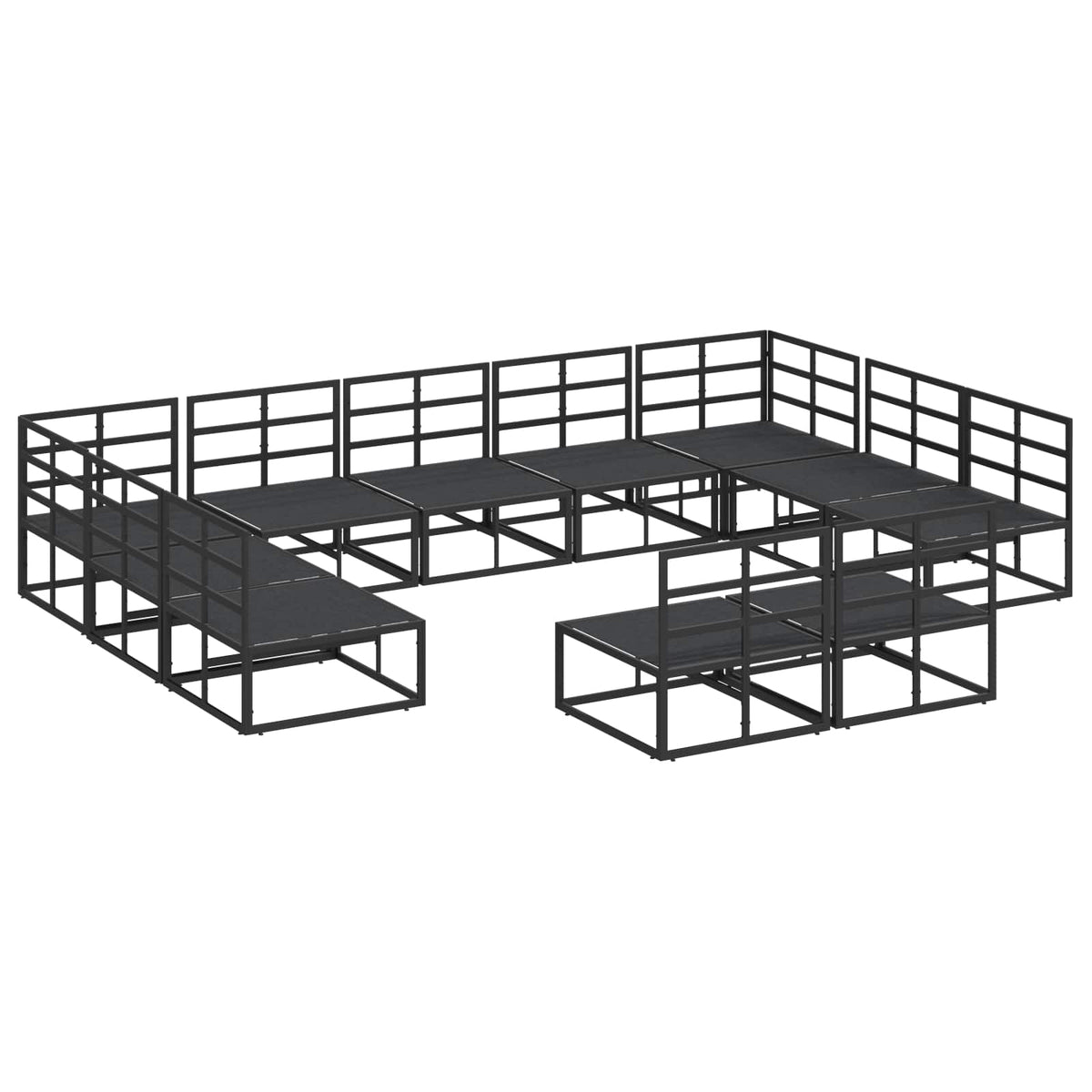 Garden Sofa Set 11 pcs Black Aluminium without table