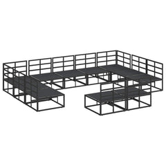 Garden Sofa Set 11 pcs Black Aluminium without table