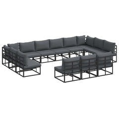 Garden Sofa Set 13 pcs Black Aluminium without table