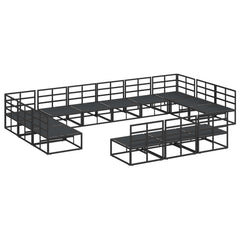 Garden Sofa Set 13 pcs Black Aluminium without table