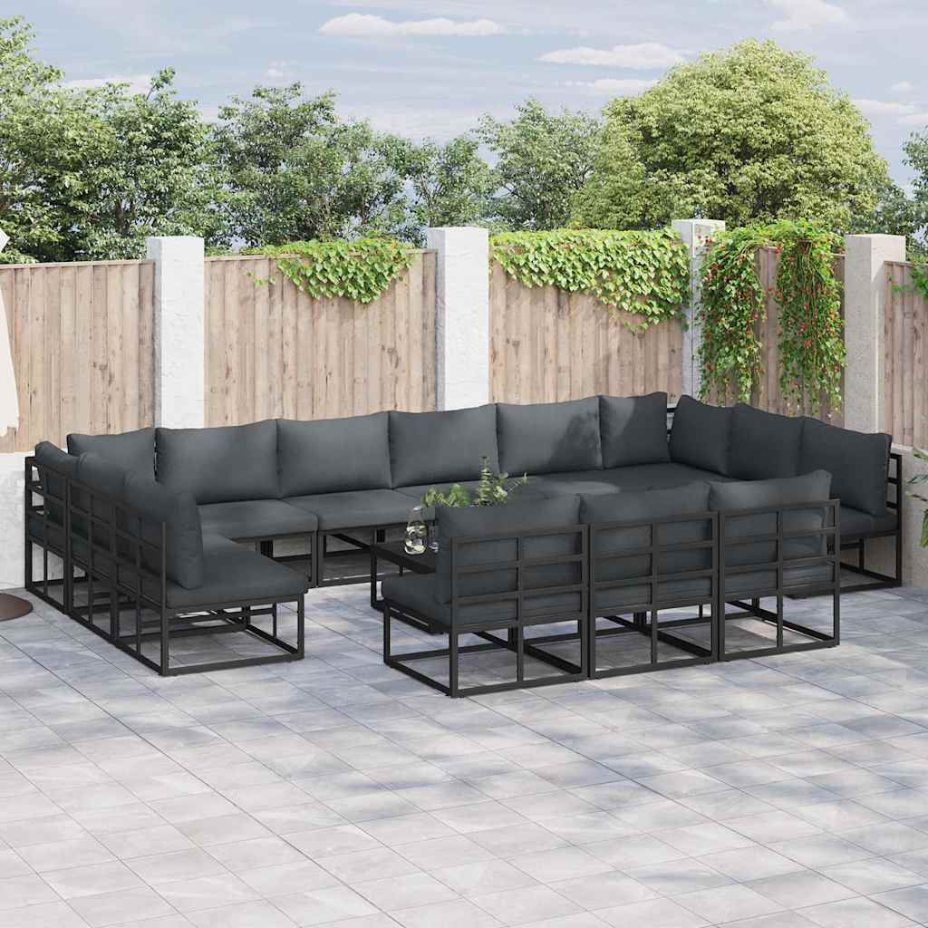 Garden Sofa Black Aluminium table