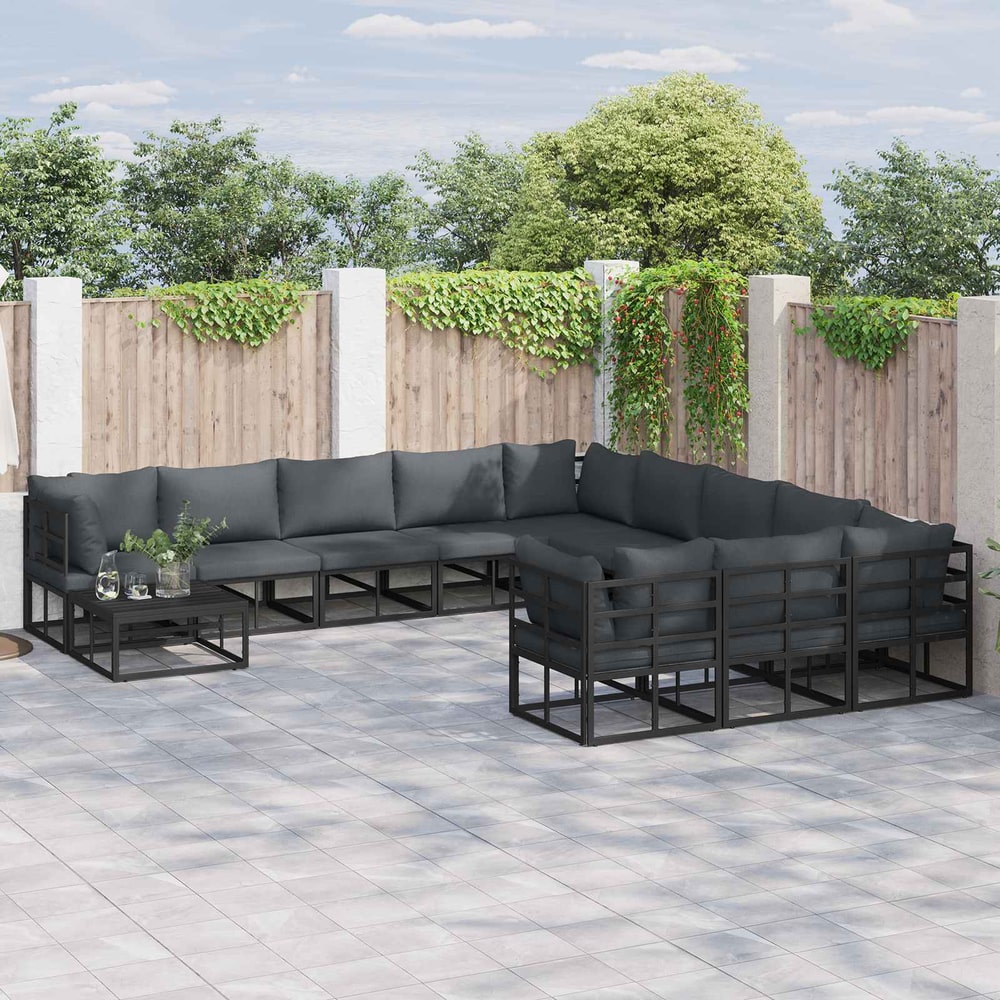 Garden Sofa Black Aluminium table