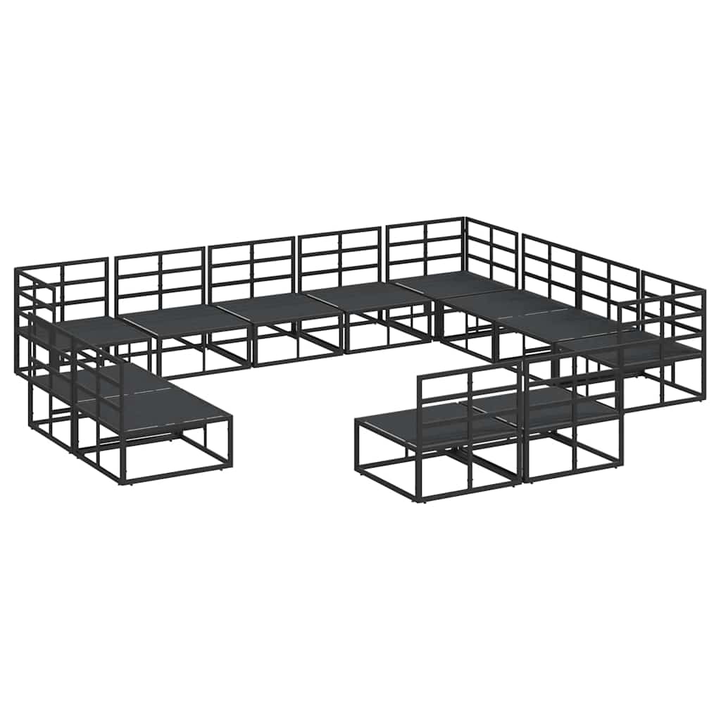 Garden Sofa Set 12 pcs Black Aluminium without table