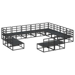 Garden Sofa Set 12 pcs Black Aluminium without table