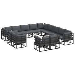 Garden Sofa Set 13 pcs Black Aluminium without table