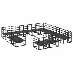 Garden Sofa Set 13 pcs Black Aluminium without table