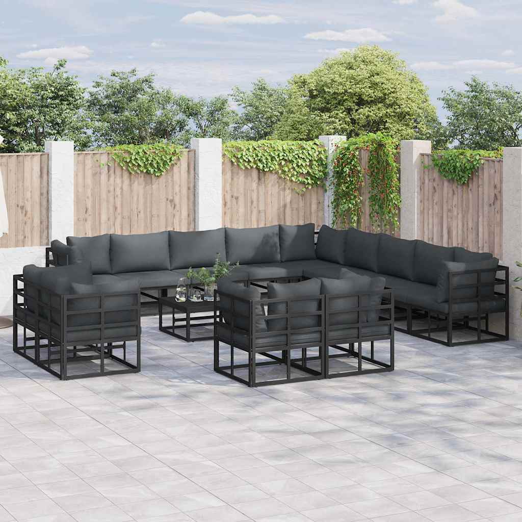 Garden Sofa Black Aluminium table
