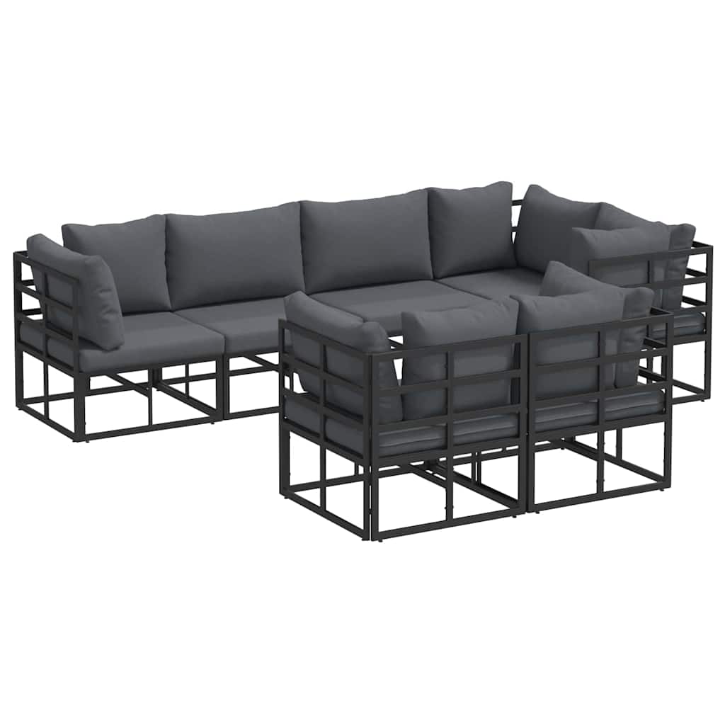 vidaXL Garden Sofa Set 7 pcs Black Steel 2