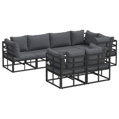 vidaXL Garden Sofa Set 7 pcs Black Steel 2
