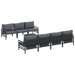 vidaXL Garden Sofa Set 8 pcs Black Steel 2