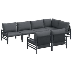 vidaXL Garden Sofa Set 7 pcs Black Steel 2