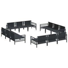 Garden Sofa Set 12 pcs Black Steel without table
