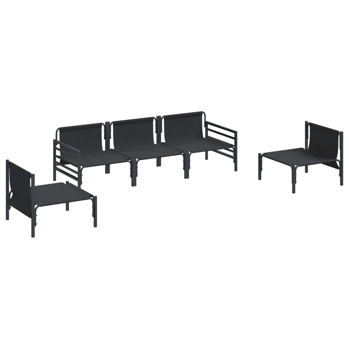 Garden Sofa Set 5 pcs Black Steel without table