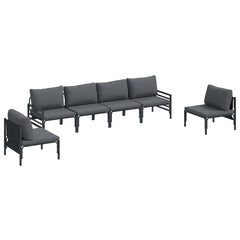 Garden Sofa Set 6 pcs Black Steel without table