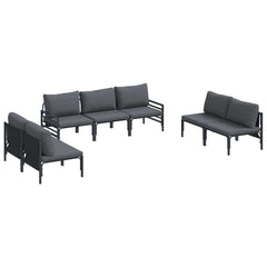 Garden Sofa Set 7 pcs Black Steel with armrest