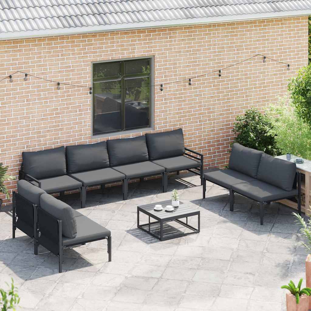 Garden Sofa Set 8 pcs Black Steel without table