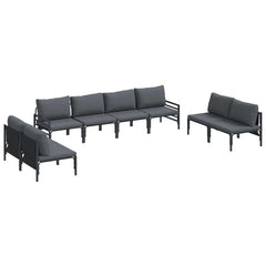 Garden Sofa Set 8 pcs Black Steel without table
