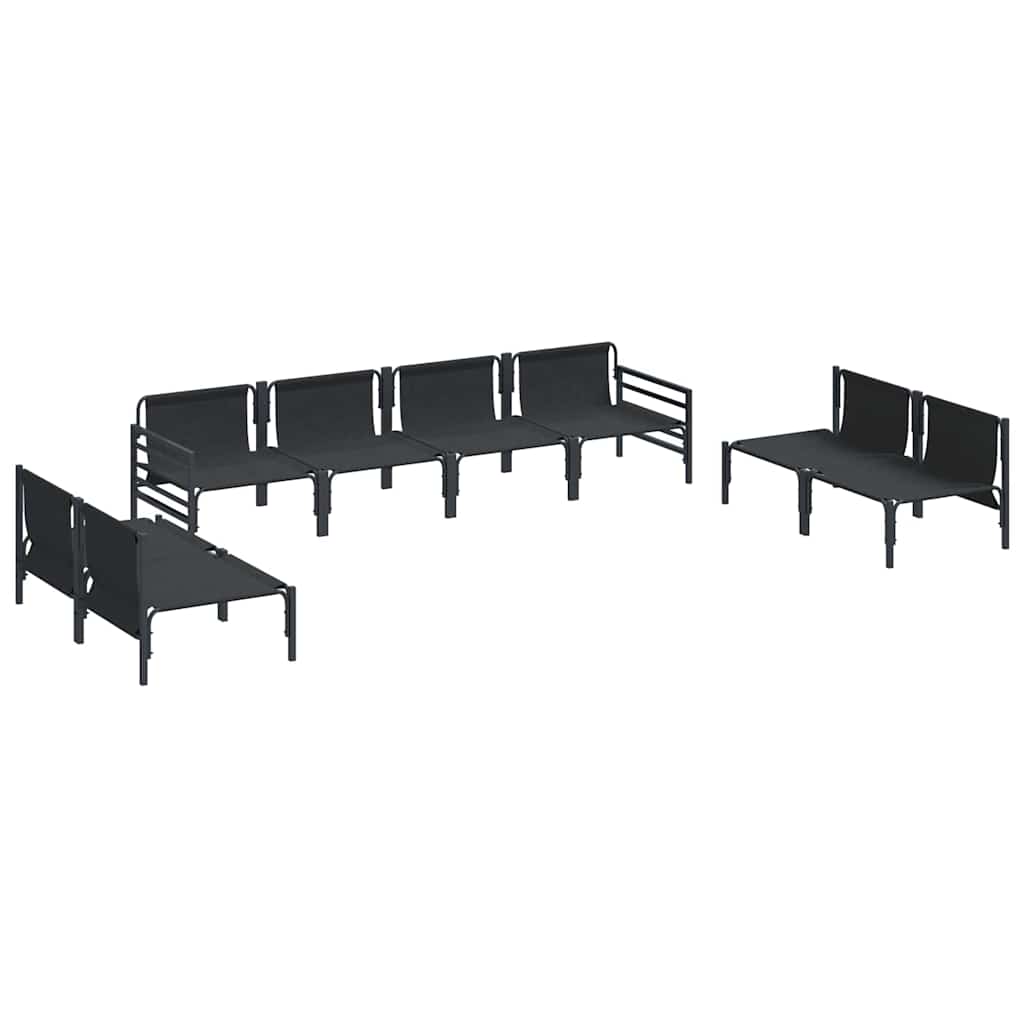 Garden Sofa Set 8 pcs Black Steel without table