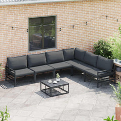 Garden Sofa Set 6 pcs Black Steel without table