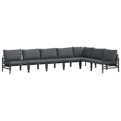 Garden Sofa Set 7 pcs Black Steel without table