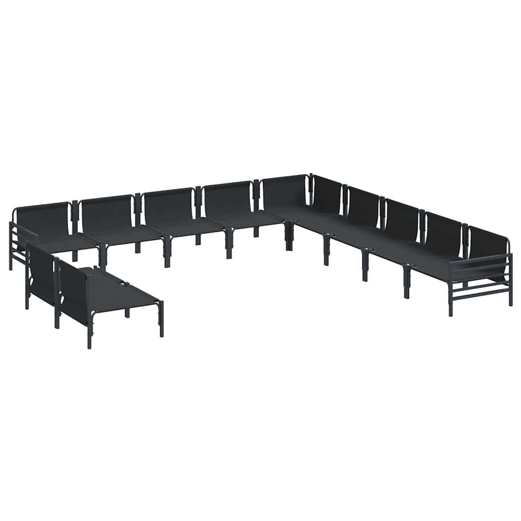Garden Sofa Set 11 pcs Black Steel without table