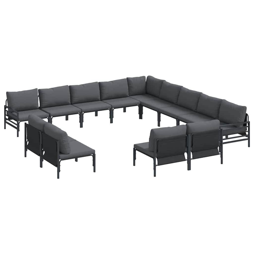 Garden Sofa Set 13 pcs Black Steel without table
