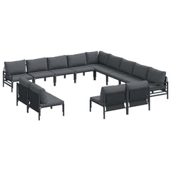 Garden Sofa Set 13 pcs Black Steel without table