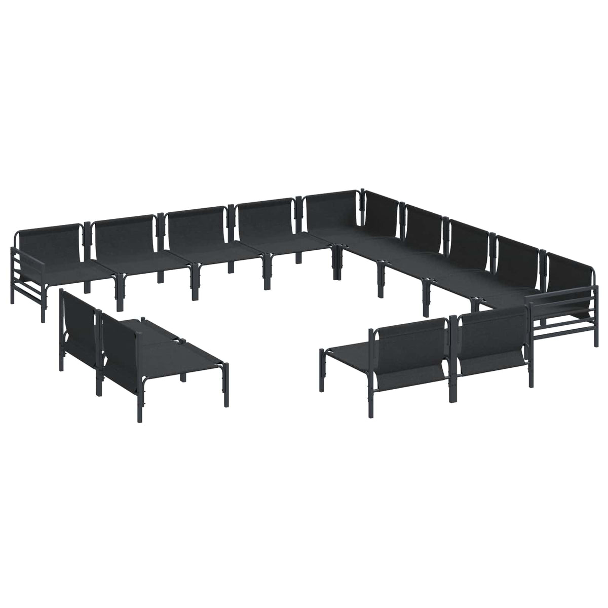 Garden Sofa Set 13 pcs Black Steel without table