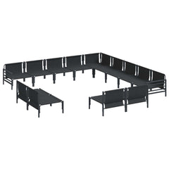 Garden Sofa Set 13 pcs Black Steel without table