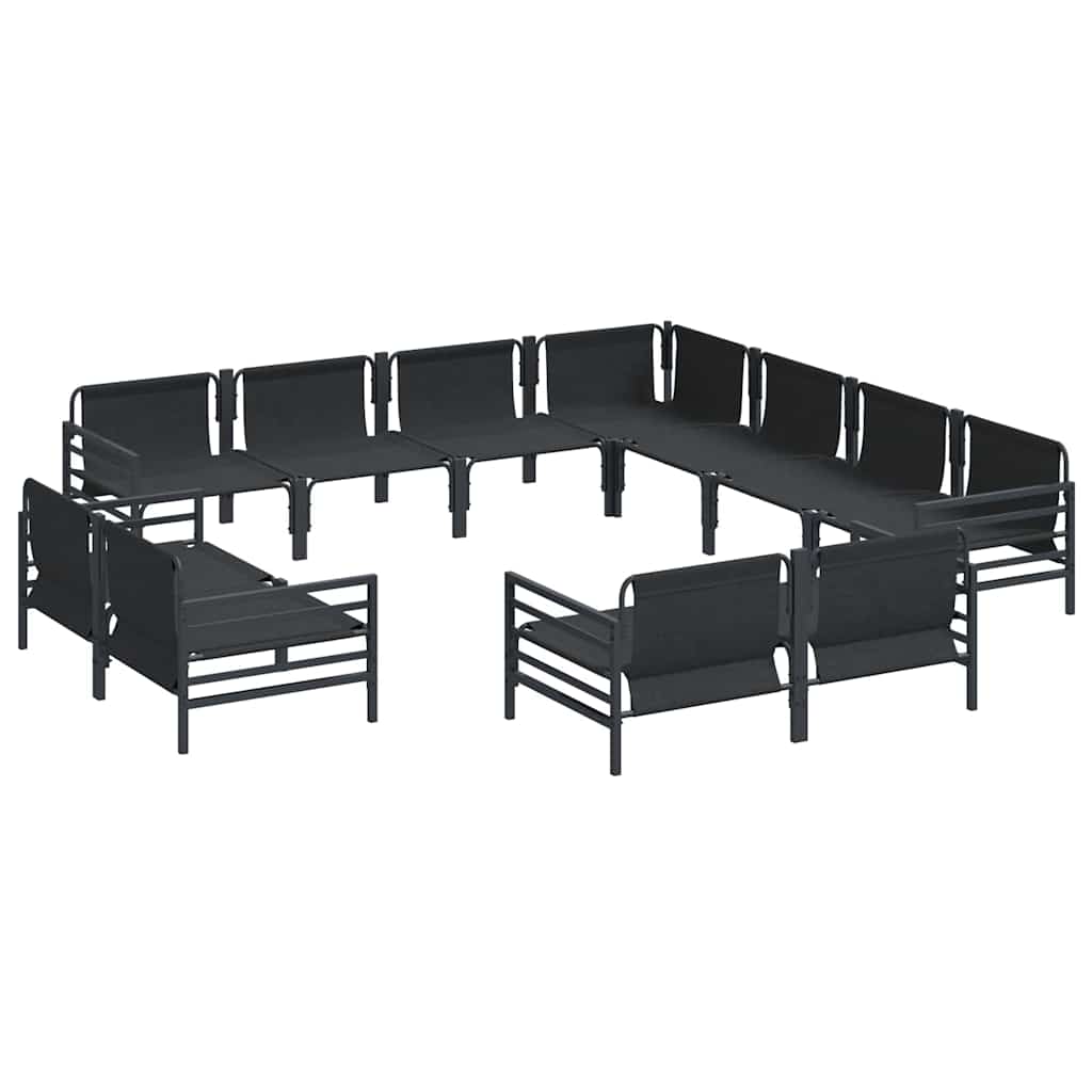 Garden Sofa Set 11 pcs Black Steel without table